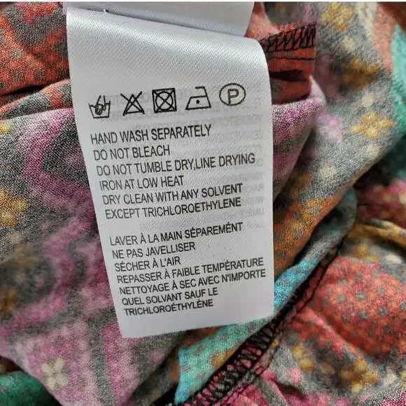 Farm Rio Yawanawa Stripes Long Sleeve Maxi Ankle Dress Red Brown Size Small New - Picture 13 of 13